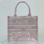 Dior Unisex CD Small Book Tote Fluorescent Pink Toile De Jouy Transparent Canvas - Image 2