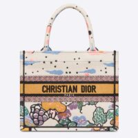 Dior Unisex CD Small Dior Book Tote Latte Dior Ciel De Rêve Embroidery (3)