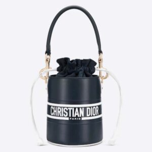 Dior Unisex CD Small Dior Vibe Bucket Bag Blue Navy Smooth Calfskin