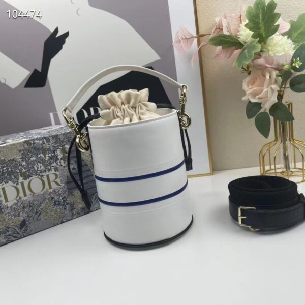 Dior Unisex CD Small Dior Vibe Bucket Bag White Blue Smooth Calfskin (2)