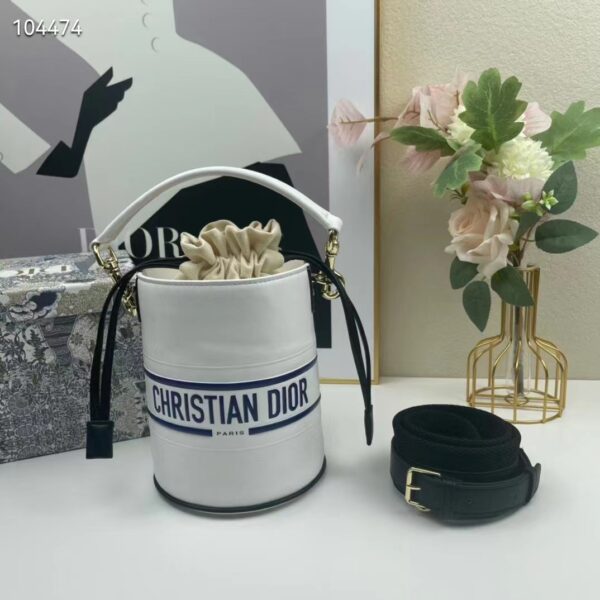Dior Unisex CD Small Dior Vibe Bucket Bag White Blue Smooth Calfskin (6)