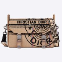 Dior Unisex CD Small Diorcamp Bag Beige Jute Canvas Embroidered Union Motif (1)