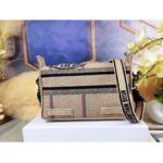 Dior Unisex CD Small Diorcamp Bag Beige Jute Canvas Embroidered Union Motif - Image 5