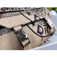 Dior Unisex CD Small Diorcamp Bag Beige Jute Canvas Embroidered Union Motif (1)