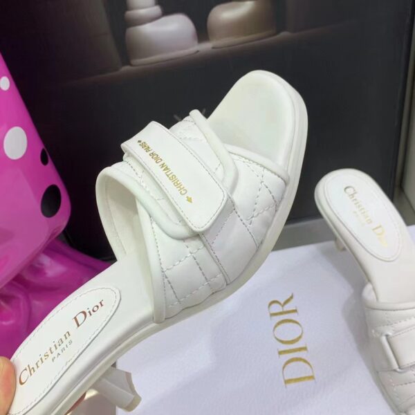 Dior Women CD Dio(r) Evolution Heeled Slide White Quilted Cannage Calfskin 8 cm Heel (4)