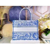 Dior Women CD Medium Book Tote Fluorescent Blue Toile De Jouy Reverse Embroidery (8)