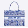 Dior Women CD Medium Book Tote Fluorescent Blue Toile De Jouy Reverse Embroidery