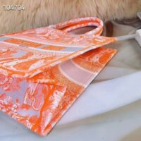 Dior Women CD Medium Book Tote Fluorescent Orange Toile De Jouy Reverse Embroidery (8)