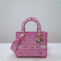 Dior Women CD Medium Lady D-Lite Bag Fluorescent Orange Toile De Jouy Reverse Embroidery (9)