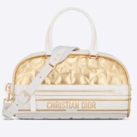 Dior Women CD Medium Vibe Zip Bowling Bag White Padded Étoile Calfskin (3)