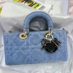 Dior Women Lady D-Joy Bag Blue Cannage Denim - Bild 2