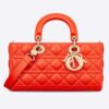 Dior Women Lady D-Joy Bag Bright Orange Cannage Lambskin