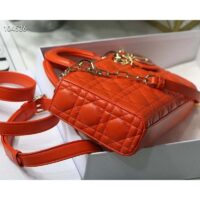 Dior Women Lady D-Joy Bag Bright Orange Cannage Lambskin (1)