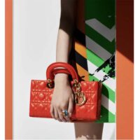 Dior Women Lady D-Joy Bag Bright Orange Cannage Lambskin (1)