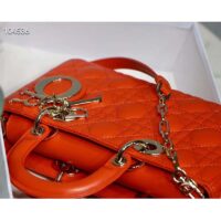 Dior Women Lady D-Joy Bag Bright Orange Cannage Lambskin (1)