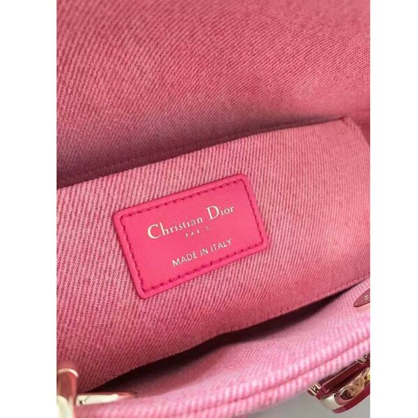 Dior Women Lady D-Joy Bag Bright Pink Cannage Denim (13)