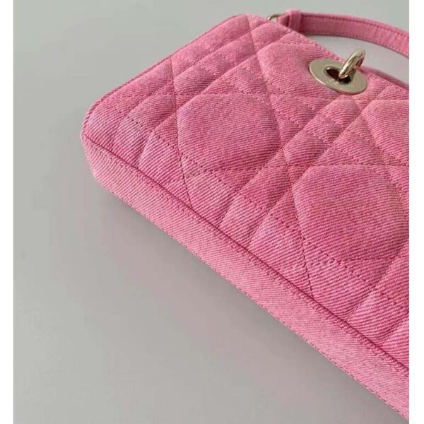 Dior Women Lady D-Joy Bag Bright Pink Cannage Denim (16)