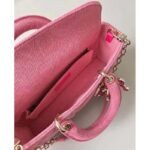 Dior Women Lady D-Joy Bag Bright Pink Cannage Denim - Image 13