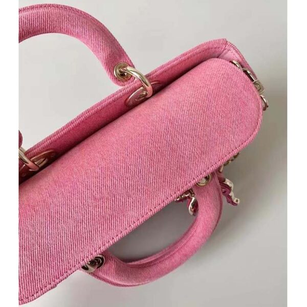 Dior Women Lady D-Joy Bag Bright Pink Cannage Denim (23)