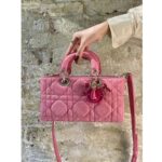 Dior Women Lady D-Joy Bag Bright Pink Cannage Denim - Image 11