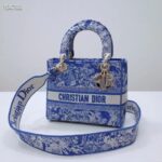 Dior Women Medium Lady D-Lite Bag Fluorescent Blue Toile De Jouy Reverse Embroidery - immagine 3