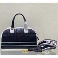 Dior Women Medium Vibe Zip Bowling Bag Black White Padded Macrocannage Calfskin (1)