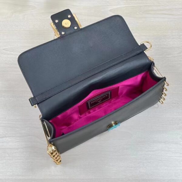 Fendi Women FF Baguette Brooch Fendace Black Leather Bag (7)