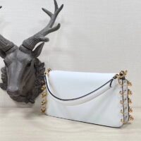 Fendi Women FF Baguette Brooch Fendace White Leather Bag (9)