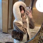 Fendi Women FF Baguette Brown Sheepskin Sheep Fur Calfskin Bag – Image 15