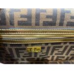 Fendi Women FF Brooch Mini Baguette Fendace Bag Gold Perforated Leather – Bild 10