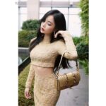 Fendi Women FF Brooch Mini Baguette Fendace Bag Gold Perforated Leather – Bild 16