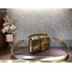 Fendi Women FF Brooch Mini Baguette Fendace Bag Gold Perforated Leather – Bild 6