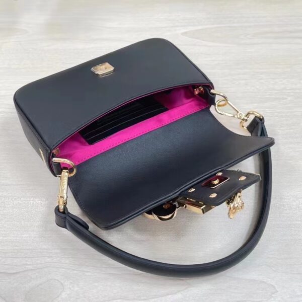 Fendi Women FF Brooch Mini Baguette Fendace Black Leather Bag (7)
