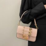 Fendi Women FF Brooch Mini Baguette Fendace Pink Leather Bag - Image 12