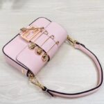 Fendi Women FF Brooch Mini Baguette Fendace Pink Leather Bag - Image 5