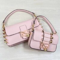 Fendi Women FF Brooch Mini Baguette Fendace Pink Leather Bag (8)