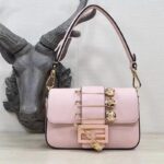 Fendi Women FF Brooch Mini Baguette Fendace Pink Leather Bag - Image 2