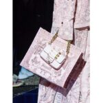 Fendi Women FF Brooch Mini Baguette Fendace White Leather Bag - Image 11