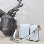 Fendi Women FF Brooch Mini Baguette Fendace White Leather Bag - Image 5