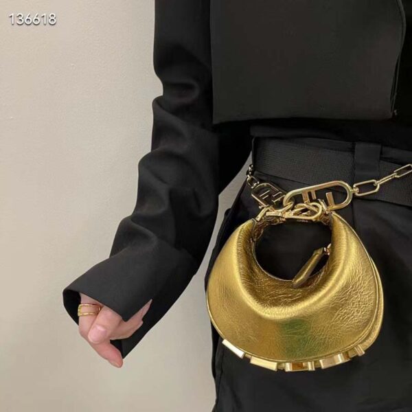 Fendi Women FF Fendigraphy Gold Leather Charm (12)