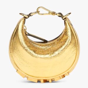 Fendi Women FF Fendigraphy Gold Leather Charm