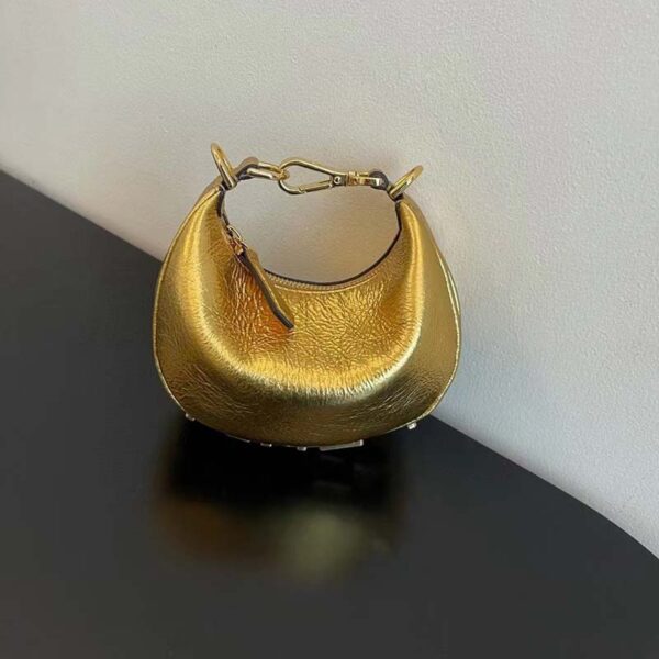 Fendi Women FF Fendigraphy Gold Leather Charm (7)