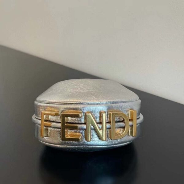 Fendi Women FF Fendigraphy Silver Leather Charm (1)