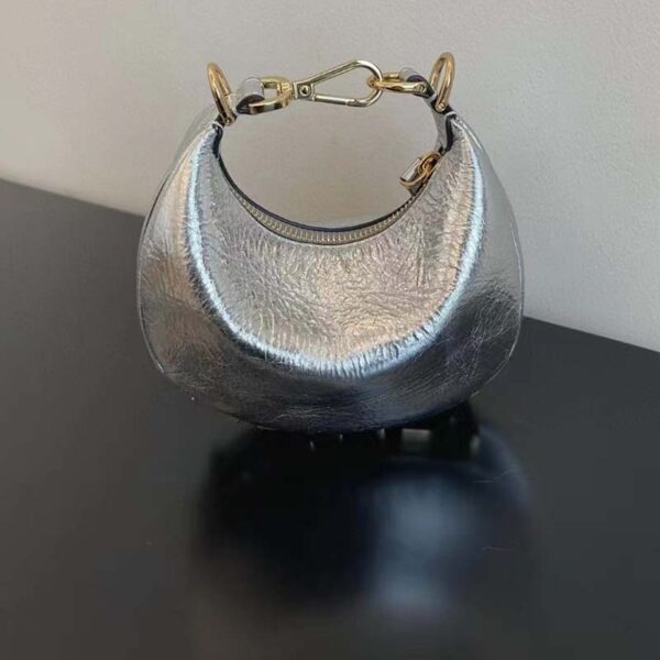 Fendi Women FF Fendigraphy Silver Leather Charm (2)