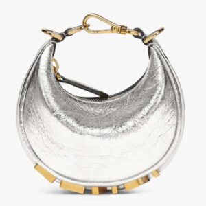 Fendi Women FF Fendigraphy Silver Leather Charm
