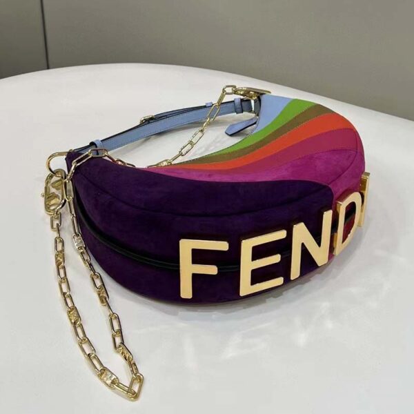 Fendi Women FF Fendigraphy Small Leather Bag Multicolor Inlay (6)