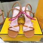 Fendi Women FF First Pink Nappa Leather High-Heeled Sandals 9.5 cm Heel – Image 3