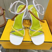 Fendi Women FF First White Nappa Leather High-Heeled Sandals 9.5 cm Heel (9)