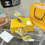 Fendi Women FF First White Nappa Leather High-Heeled Sandals 9.5 cm Heel – Bild 4