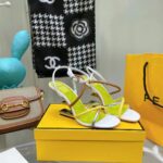 Fendi Women FF First White Nappa Leather High-Heeled Sandals 9.5 cm Heel – Bild 2